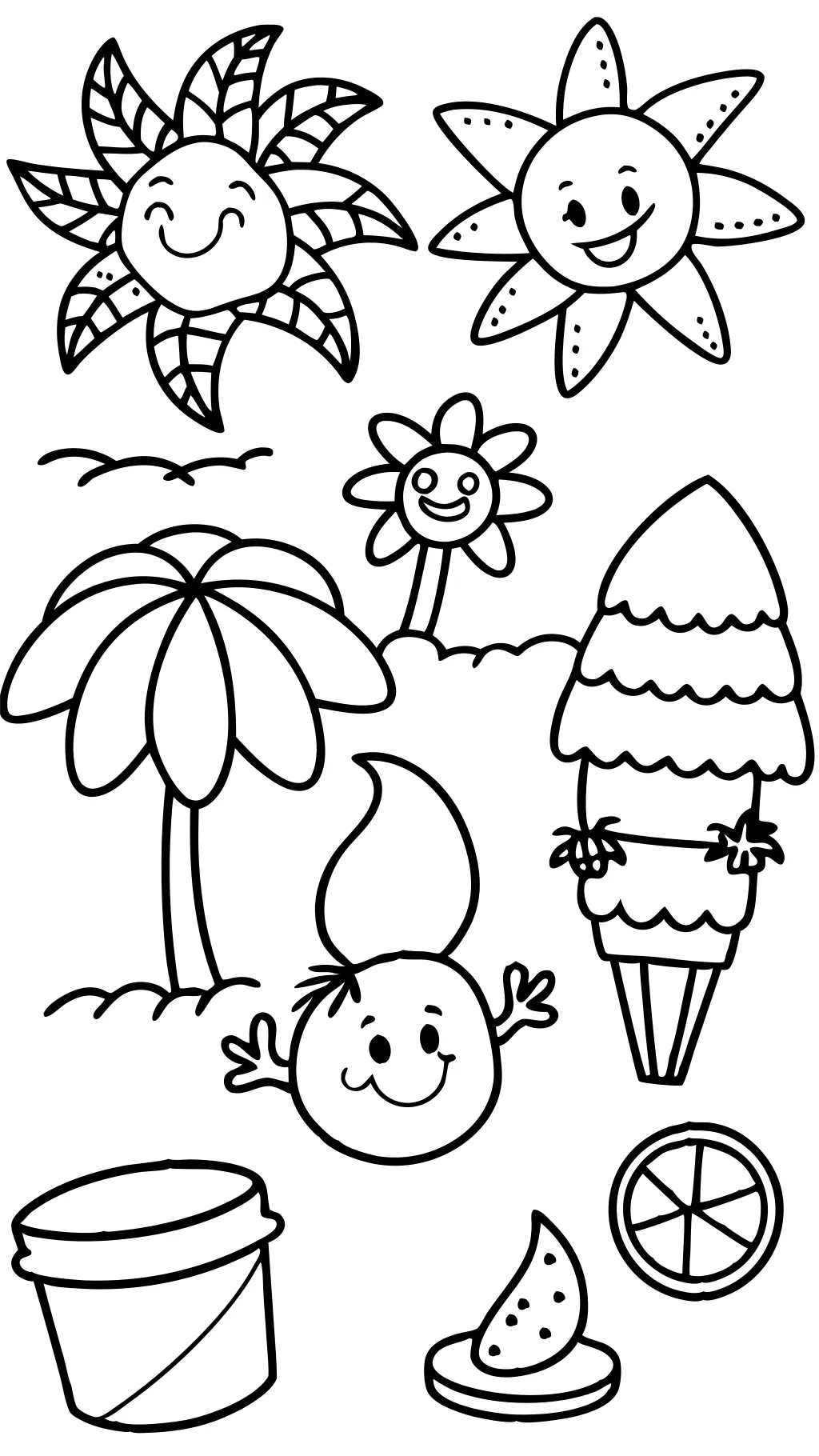 summer easy coloring pages